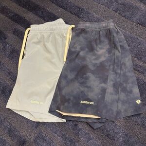 2 Pair Of Bamboo Ave Mens Shorts Large Pull On Drawstring Pockets Comfort